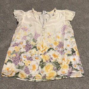 Rachel Zoe Cream Floral Blouse